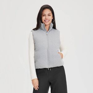 A New Day - Women's Blend Padded Cable Knit Vest - A New Day G Gray